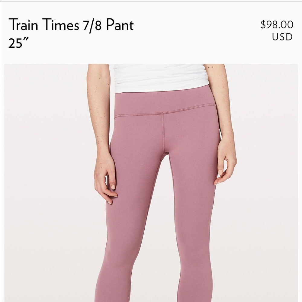 Lululemon Train Times 7/8 25” size 6